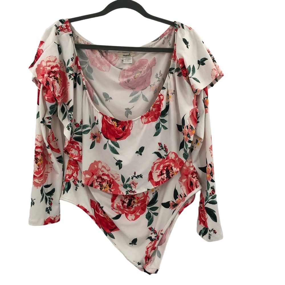Marci Floral Stretchy Bodysuit Size 3X